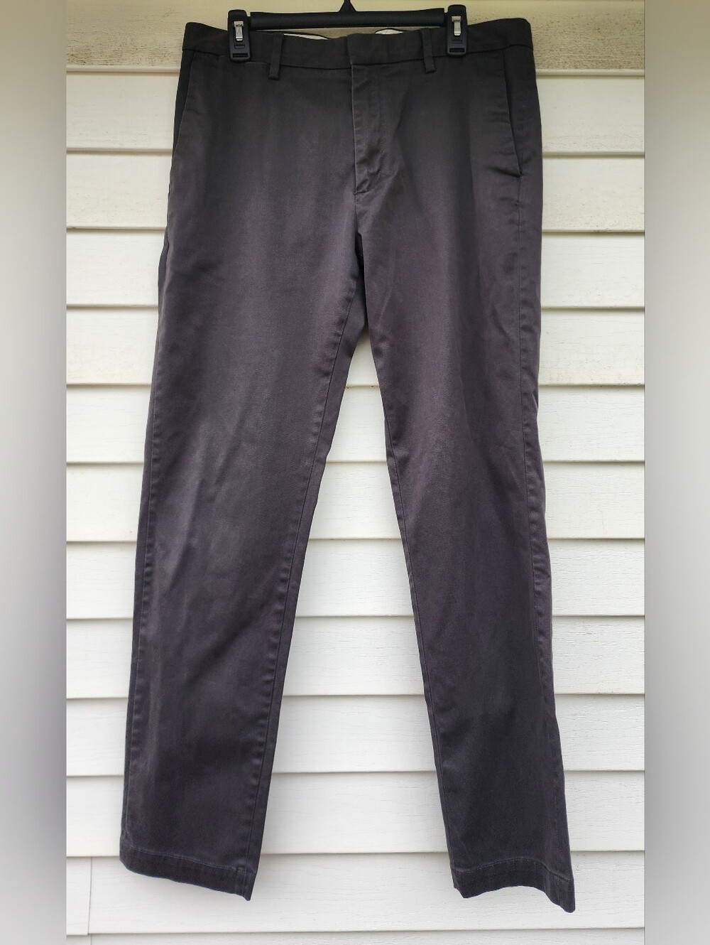 Mens Dark Gray Banana Republic Chino Pants Fulton Skinny Fit Flat Front 35x34